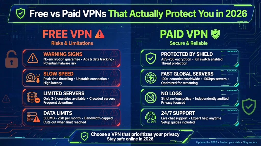 Free vs Paid VPNs That Actually Protect You in 2026